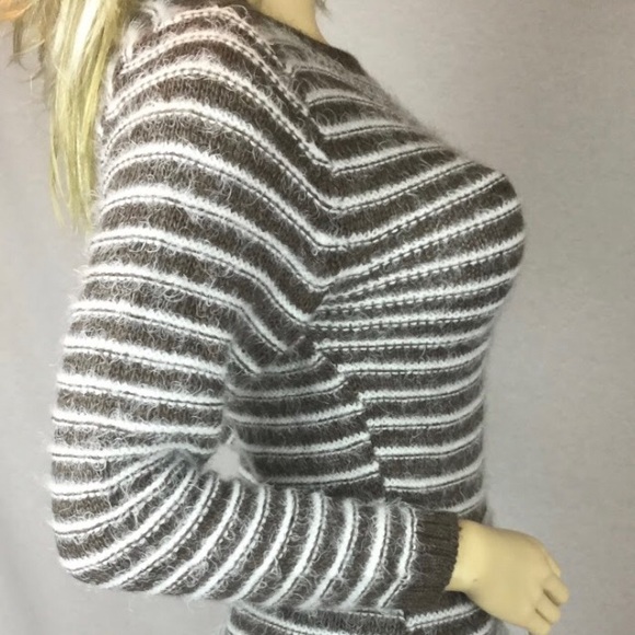 Fluffy brown and white Turkish Women’s Sweater Wool stretchy Red Roza Brand - Picture 2 of 10